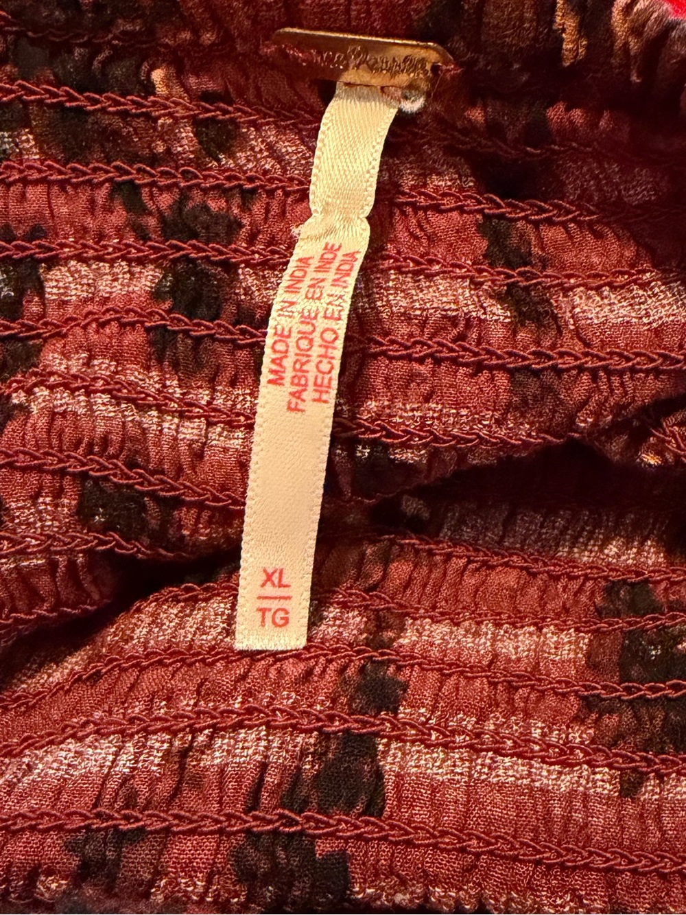 Free People Jaymes Midi/Maxi Long Sleeve Dress Burgundy Combo - Picture 6 of 6